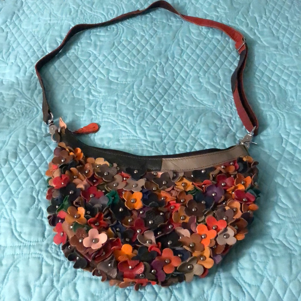 Leather flower purse